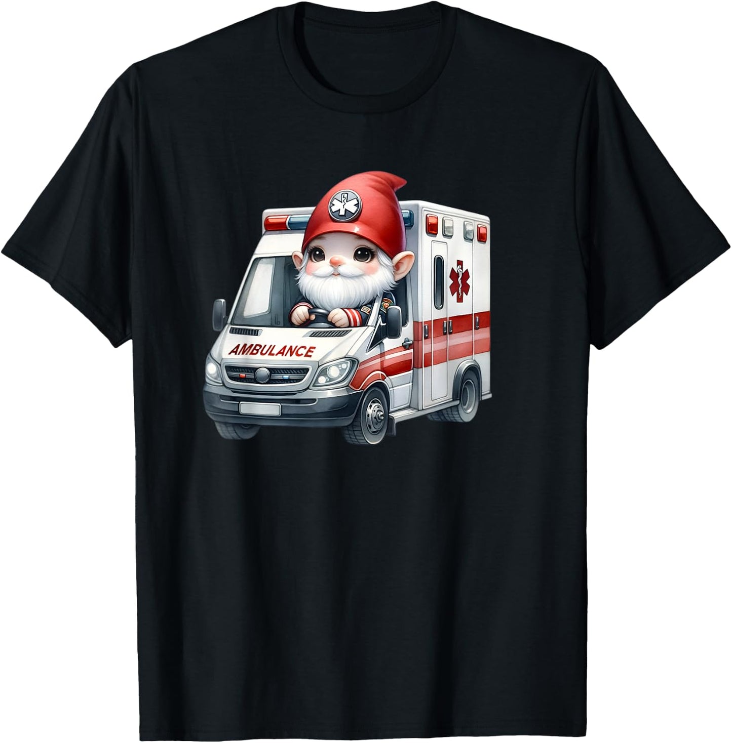 Funny Paramedic Gnome Graphic Men Ambulance Driver T-Shirt - T-Shirt | Black