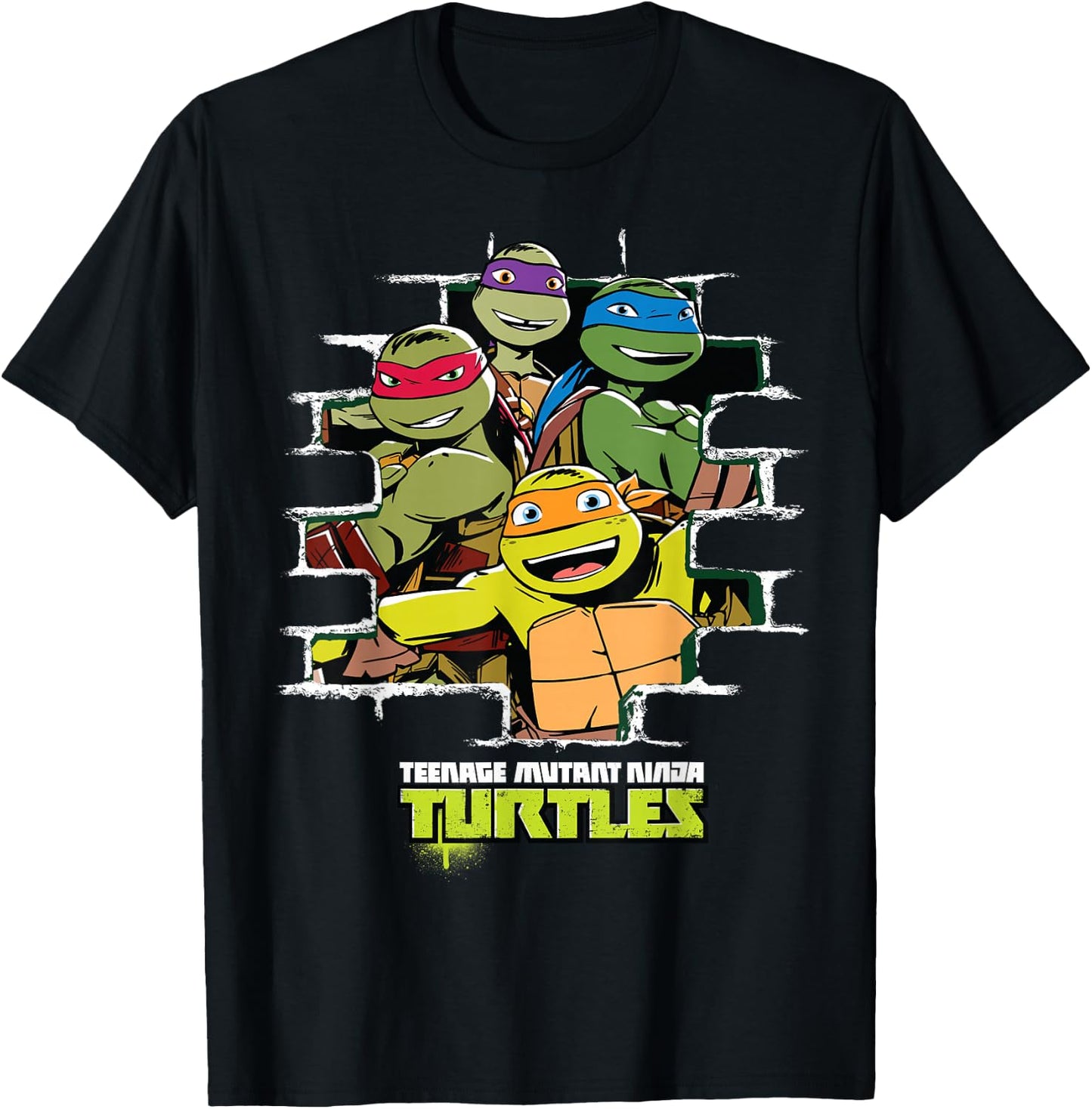 Teenage Mutant Ninja Turtles Opening Through Bricks T-Shirt - T-Shirt | Black