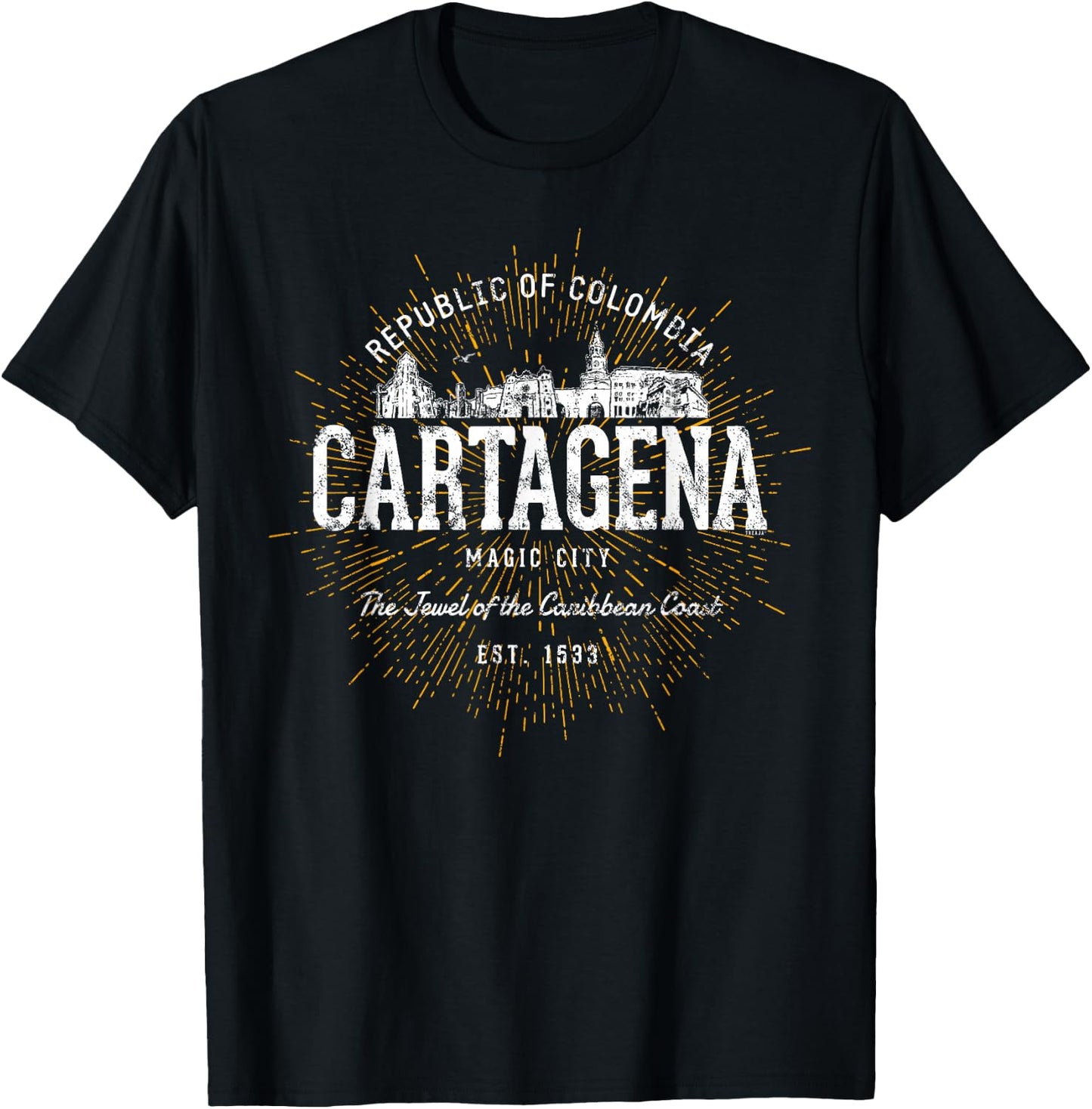 Colombia Vintage Style Retro Cartagena T-Shirt - T-Shirt | Black
