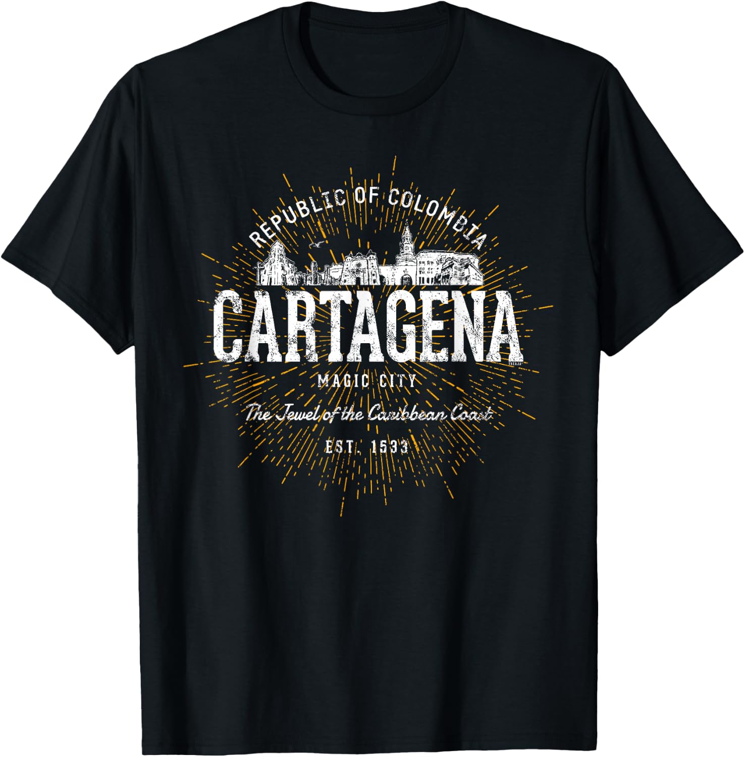 Colombia Vintage Style Retro Cartagena T-Shirt - T-Shirt | Black