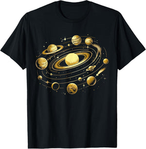 Solar System Planets Space Science Galaxy Astrology T-Shirt - T-Shirt | Black