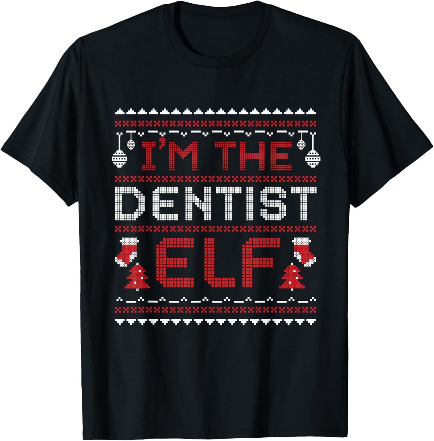 Dentist Christmas Elf Dental School Dentistry Holiday Gift T-Shirt - T-Shirt | Black