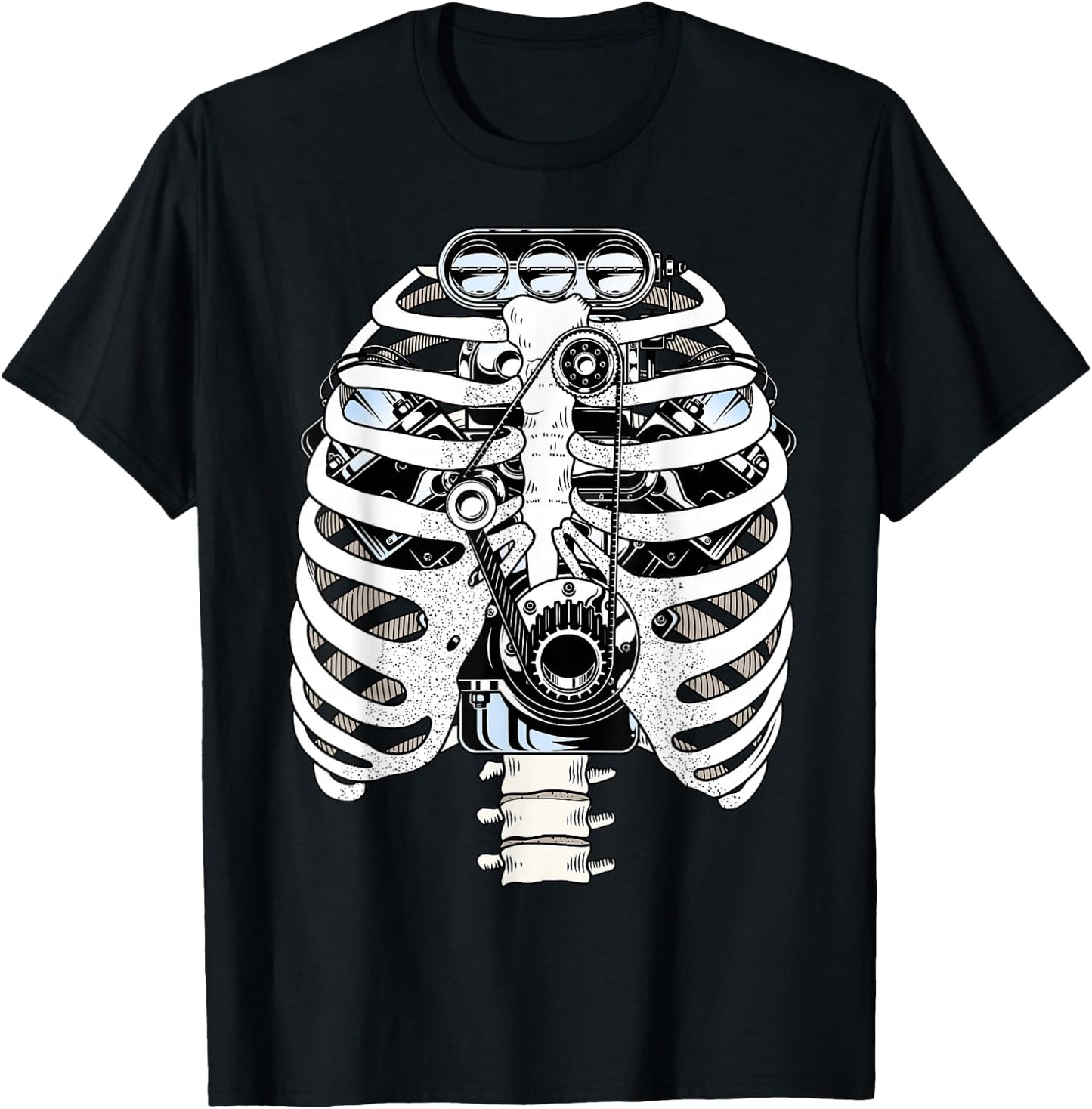 Engine Ribcage Anatomy – Biomechanical Fusion Car Mechanic T-Shirt - T-Shirt | Black