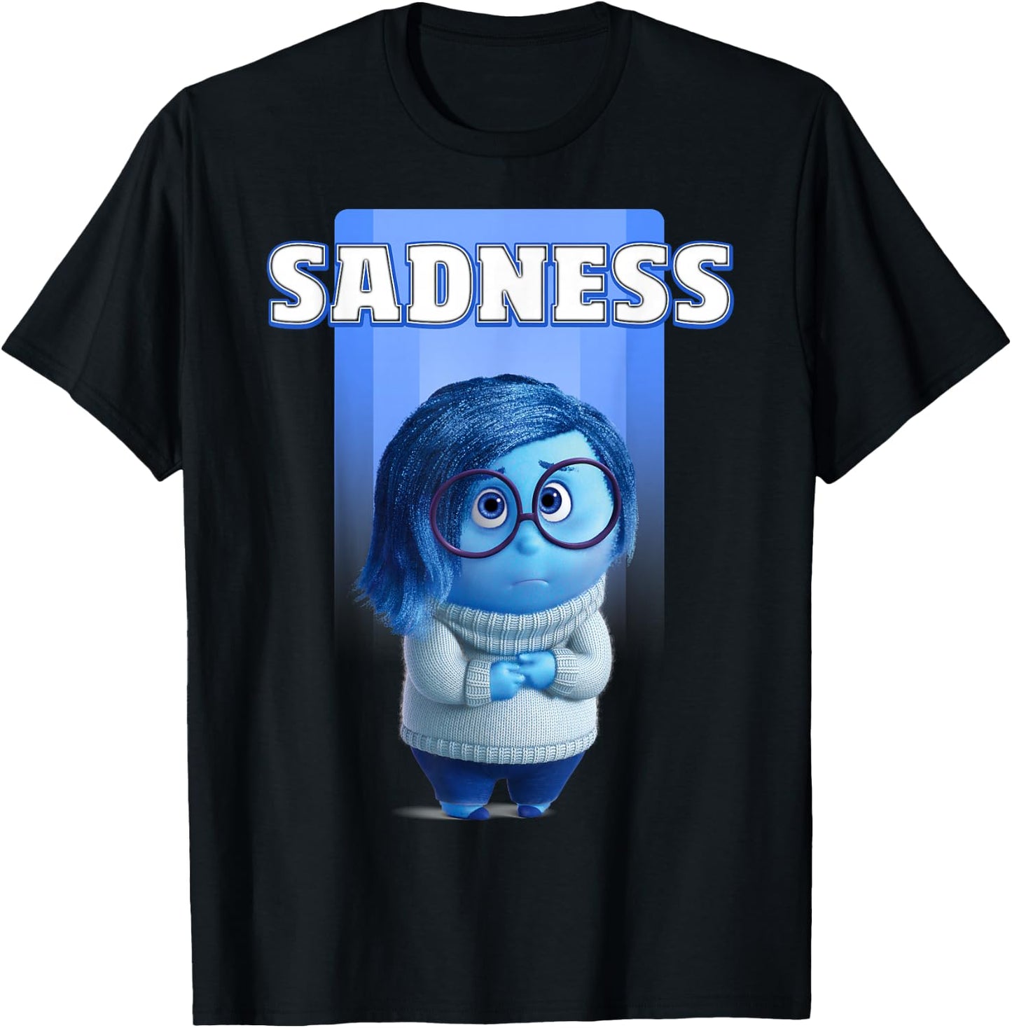 Disney Pixar Inside Out Riley's Sadness Blue Character Logo T-Shirt - T-Shirt | Black