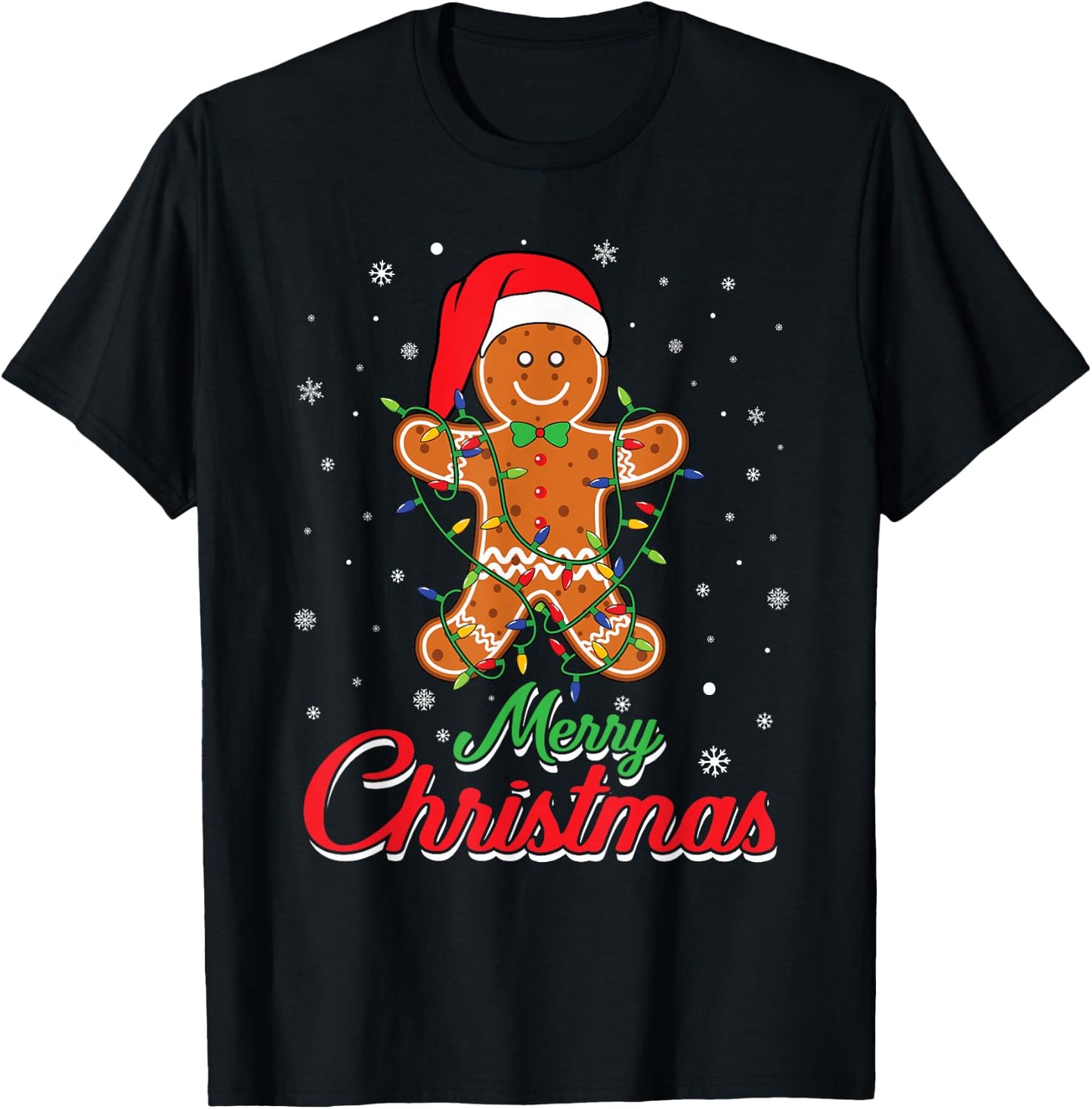 Merry Christmas Gingerbread Man - Cookie Baking Bakers Team T-Shirt - T-Shirt | Black