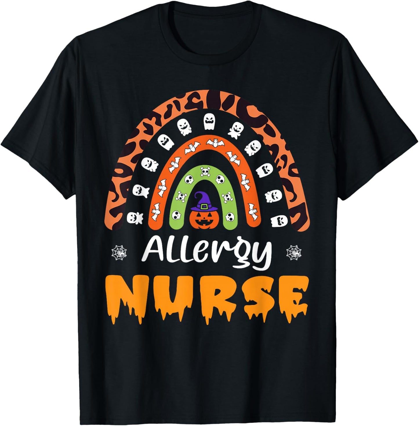 Allergy Nurse Leopard Rainbow Halloween Costume T-Shirt - T-Shirt | Black