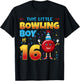 This Little Bowling Boy Is 16 Birthday Bowler Celebration T-Shirt - T-Shirt | Black