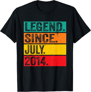 Legend Since July 2014 11th Birthday 11 Years Old Vintage T-Shirt - T-Shirt | Black