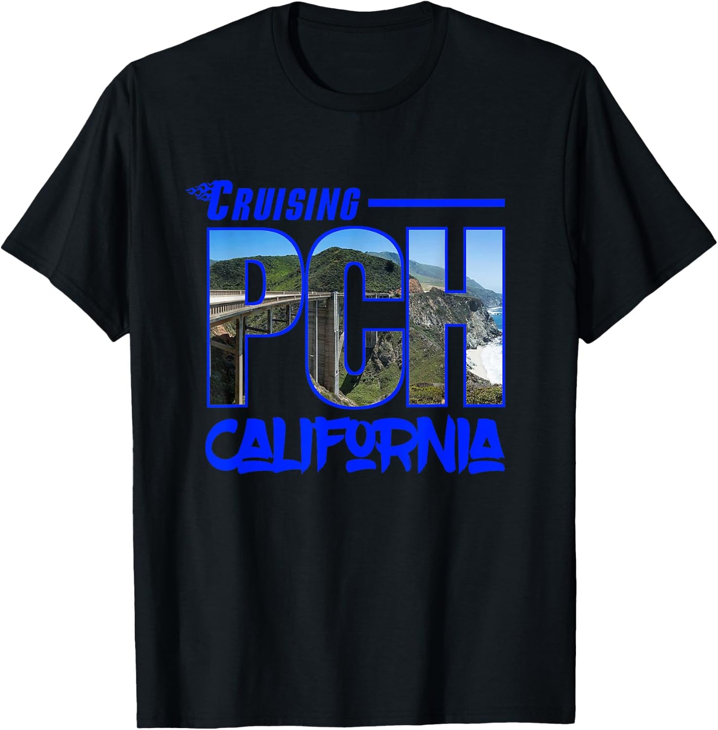 Cruising PCH California Golden State Pacific Coast Souvenir T-Shirt - T-Shirt | Black