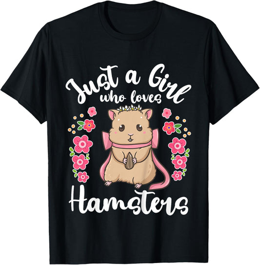 Kids Hamster Just a Girl Who Loves Hamsters T-Shirt - T-Shirt | Black