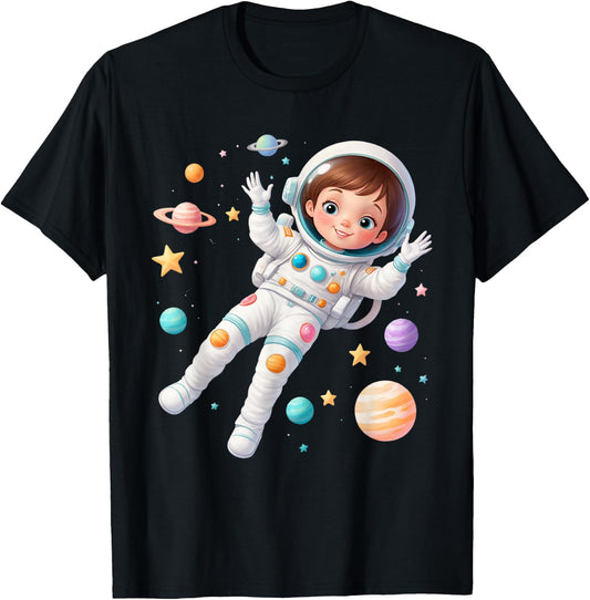 Awesome Future Astronaut Girl | Cute Space Explorer Design T-Shirt - T-Shirt | Black