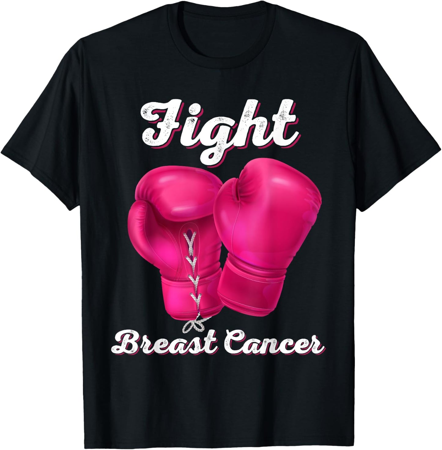 Fight Breast Cancer Boxing Gloves Breast Cancer Awareness T-Shirt - T-Shirt | Black