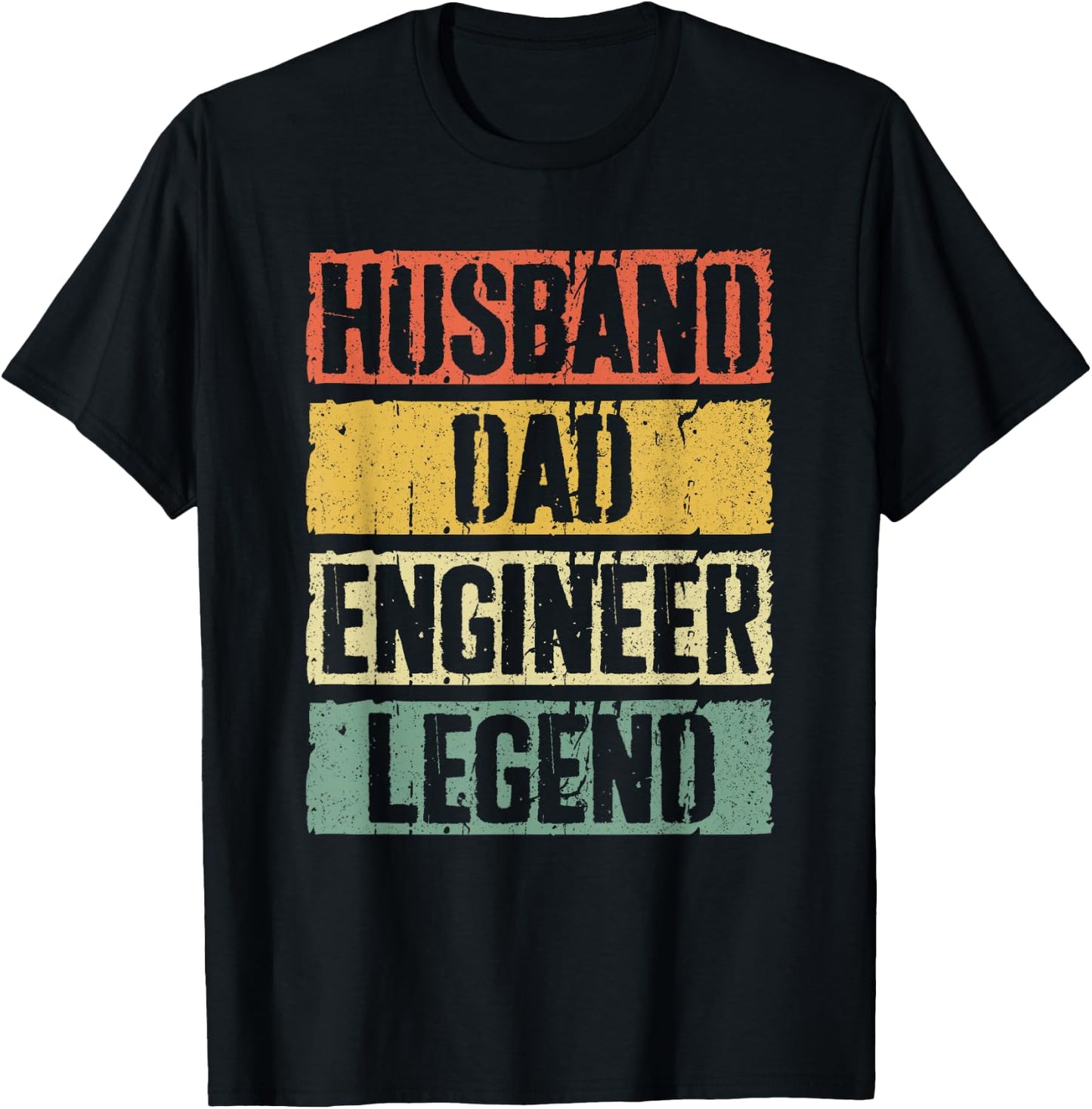 Husband Dad Engineer Legend Shirt Men Fathers Day T-Shirt - T-Shirt | Black