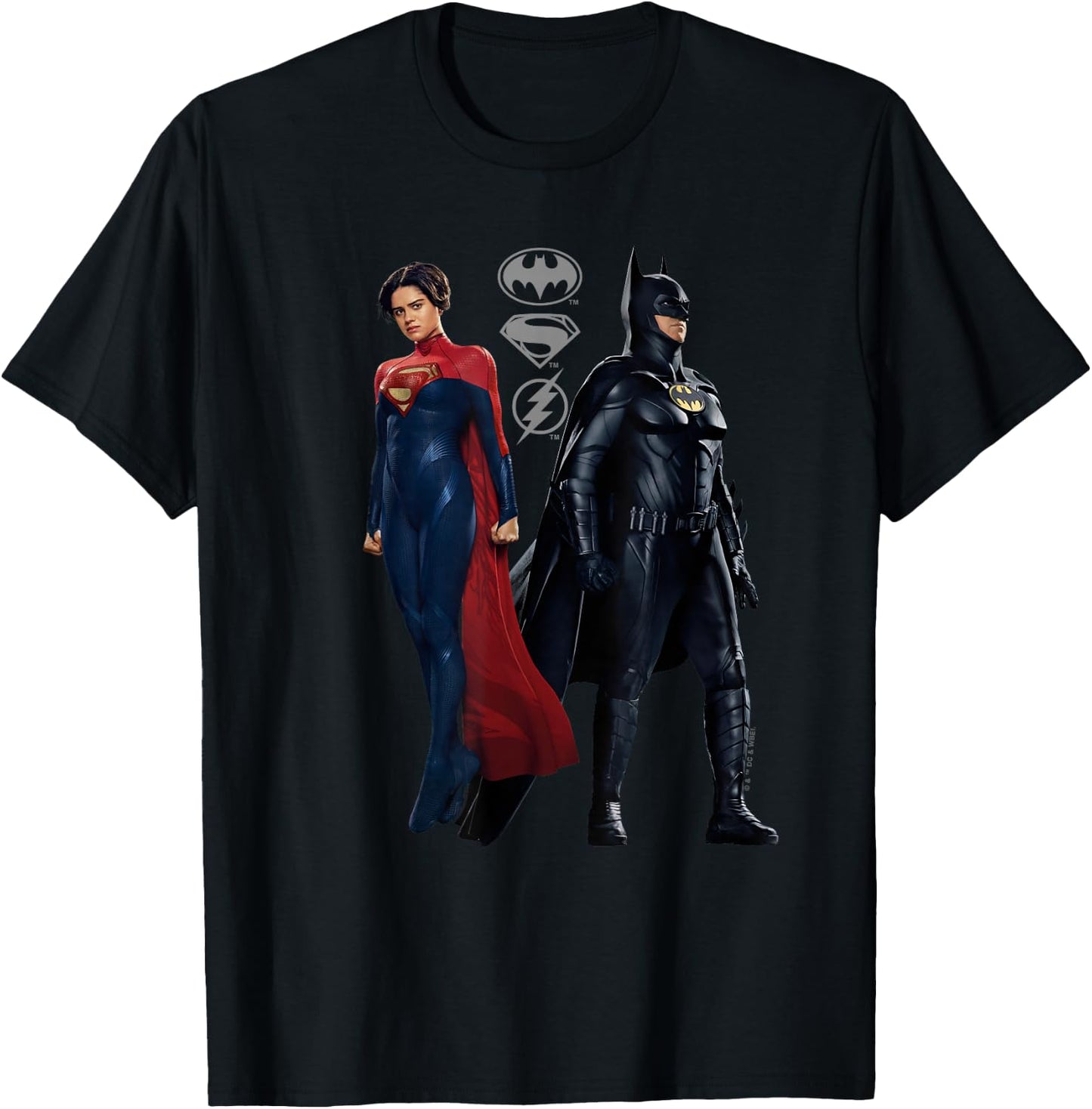 The Flash Movie Batman and Supergirl T-Shirt - T-Shirt | Black