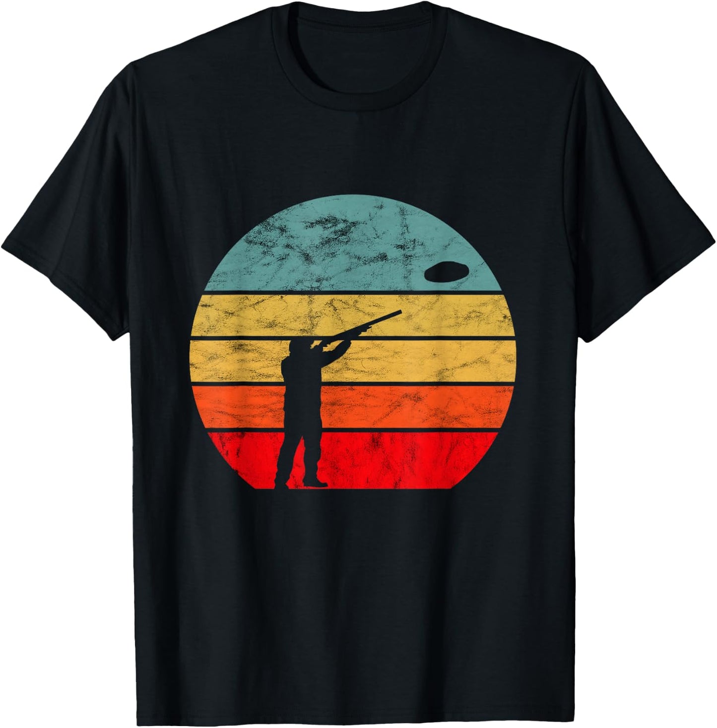 Clay Skeet Shooting Trap Shooting Retro Vintage Sunset T-Shirt - T-Shirt | Black