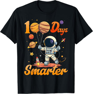 100 days smarter 100th Day Of School For Boys Girl Astronaut T-Shirt - T-Shirt | Black