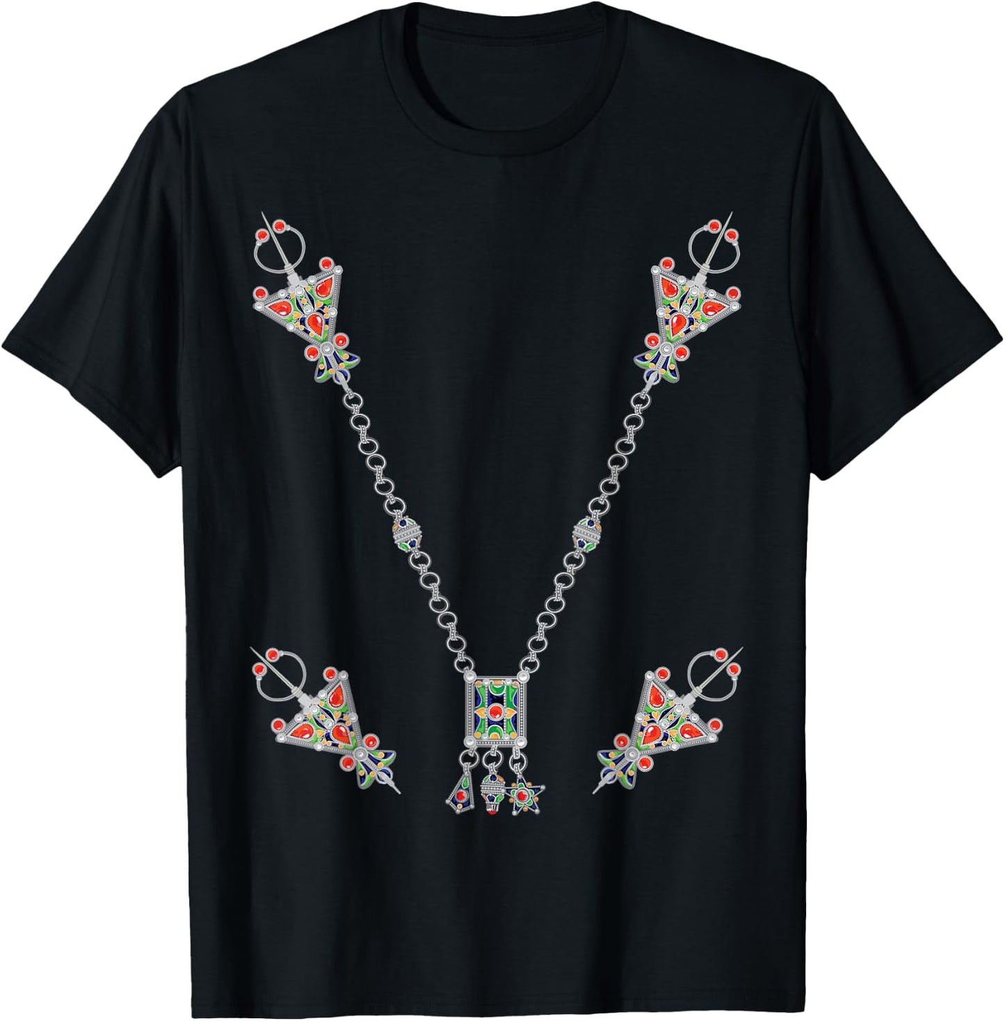 Kabyle Tafzimth Amazigh jewellery decoration from Algeria T-Shirt - T-Shirt | Black