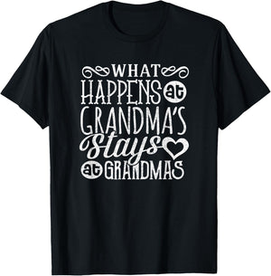 What Happens At Grandma's Stays Grandmother Shirt Nana T-Shirt - T-Shirt | Black