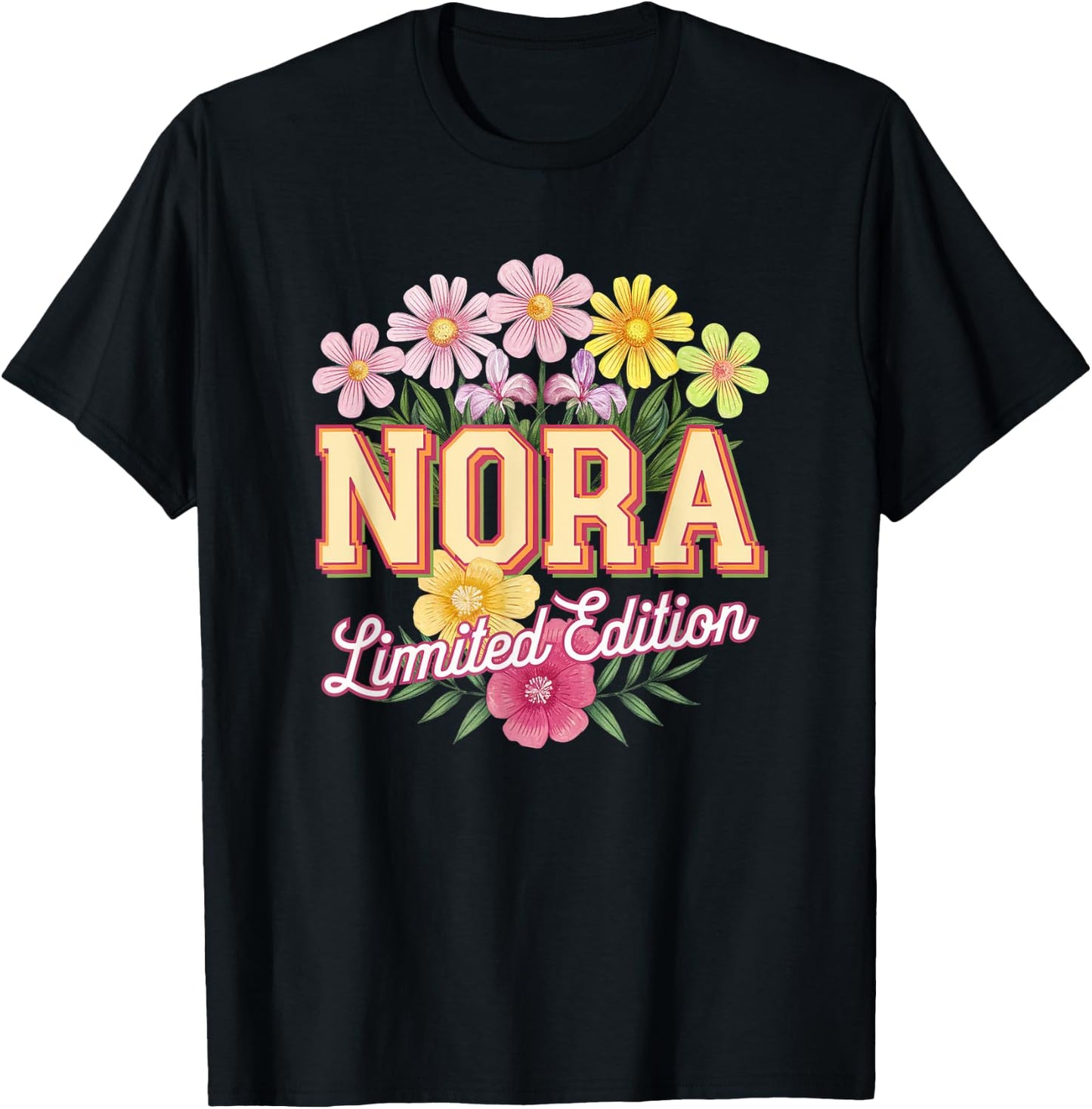 Nora Limited Edition Vintage Custom Name Wife Grandma T-Shirt - T-Shirt | Black