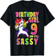 9th Birthday Girl Dabbing Unicorn 9 Years Old & Still SASSY T-Shirt - T-Shirt | Black