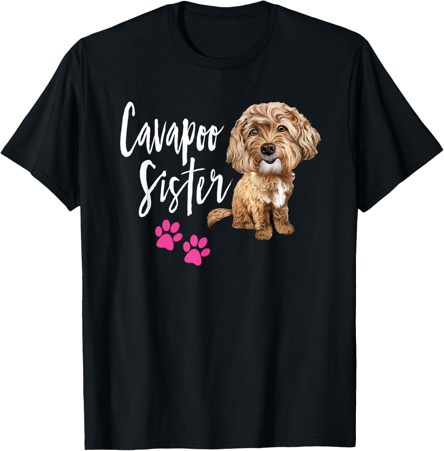 Cavapoo Sister Cavapoo Cute Funny Design for Cavapoo Lovers T-Shirt - T-Shirt | Black