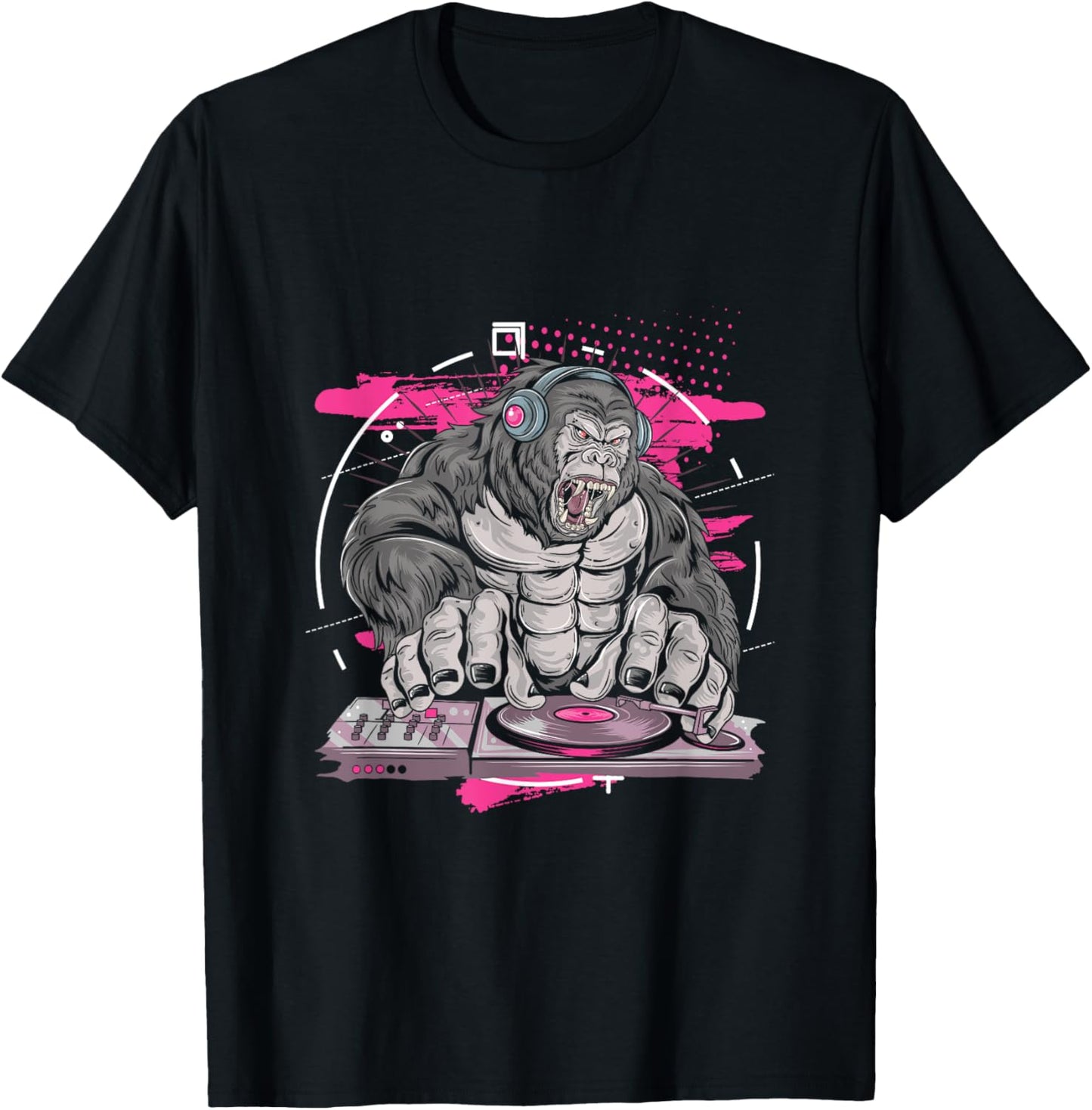 Disco Gorilla DJ Techno Monkey Sound Electric Music Gift T-Shirt - T-Shirt | Black