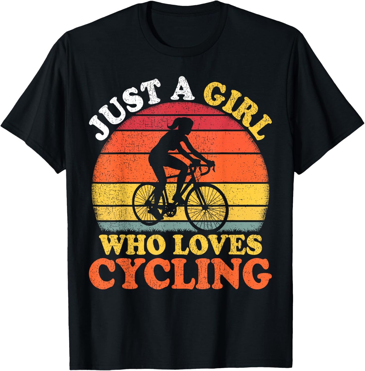 Cycling Lover Vintage Just A Girl Who Loves Cycling T-Shirt - T-Shirt | Black
