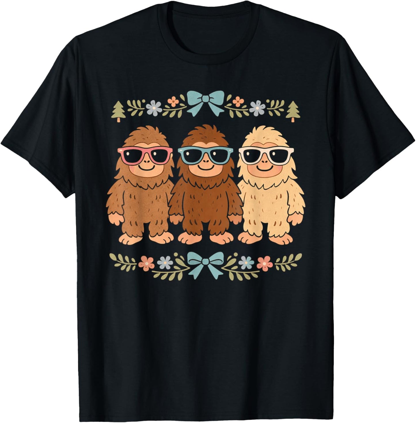 Funny Bigfoot Family Graphic Retro Sasquatch Man Woman T-Shirt - T-Shirt | Black
