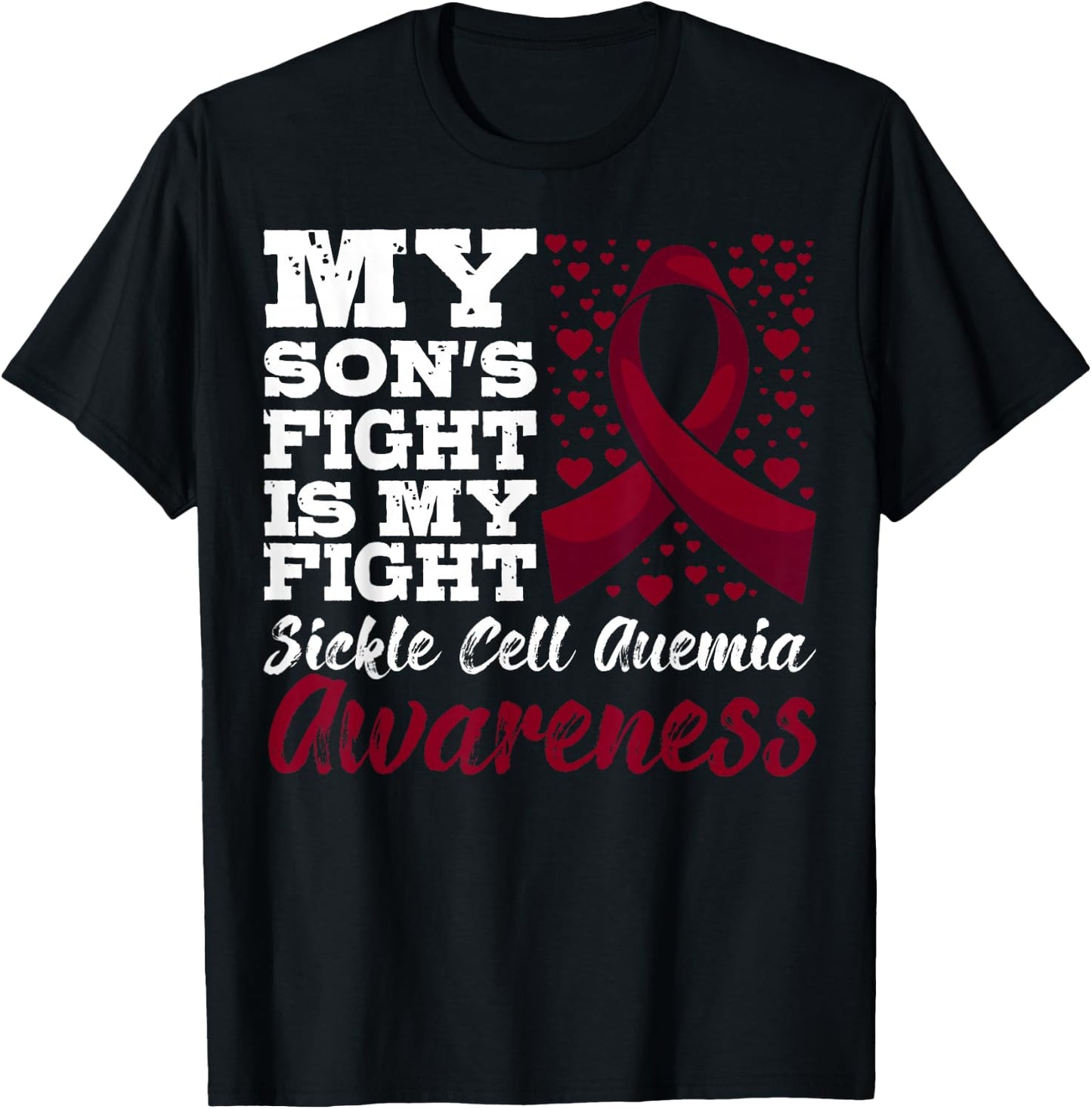 Sickle Cell Anemia SCD Warrior Burgundy Awareness Ribbon T-Shirt - T-Shirt | Black
