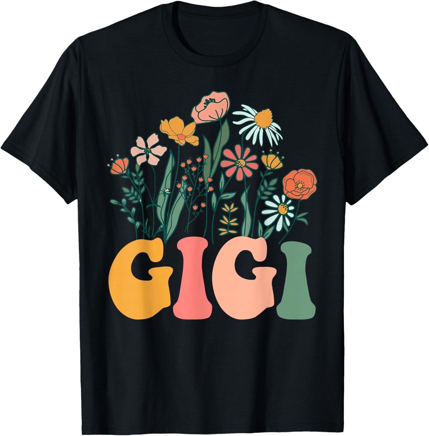 New GIGI Wildflower First Birthday & Baby Shower T-Shirt - T-Shirt | Black