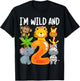 I'm Wild and 2 Two Zoo 2nd Birthday Safari Jungle Animals T-Shirt - T-Shirt | Black
