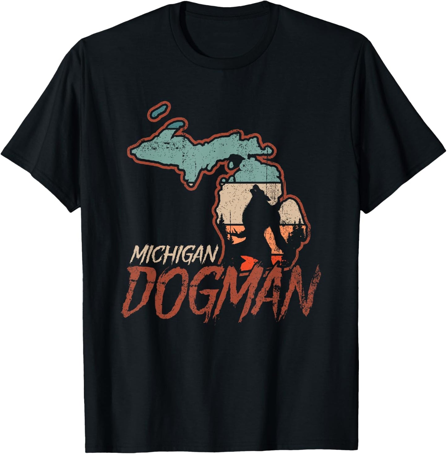 Michigan Dogman Cryptid Society Werewolf Monster T-Shirt - T-Shirt | Black