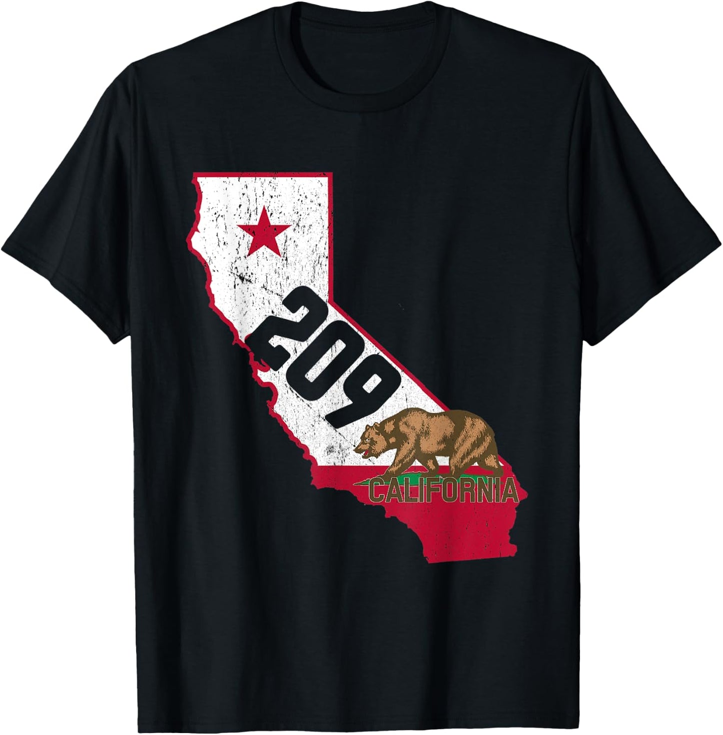 Stockton Area Code 209 Shirt California Souvenir Gift T-Shirt - T-Shirt | Black