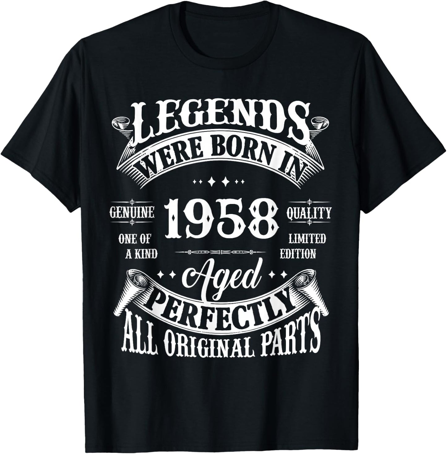 67th Birthday Vintage Legends Born in 1958 67 Years Old T-Shirt - T-Shirt | Black