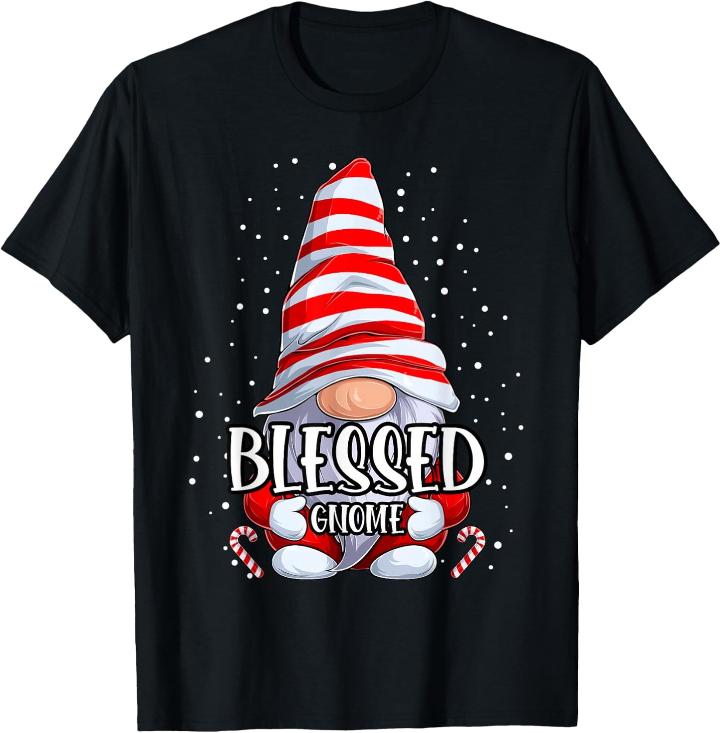 Blessed Gnome christmas pajamas matching family group T-Shirt - T-Shirt | Black