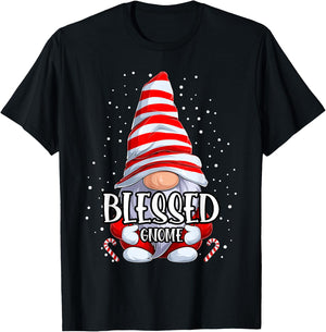 Blessed Gnome christmas pajamas matching family group T-Shirt - T-Shirt | Black