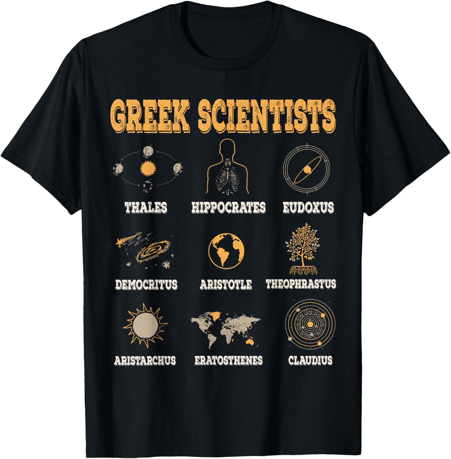 Greek Scientists Shirt, Aristotle & Thales Science T-Shirt - T-Shirt | Black