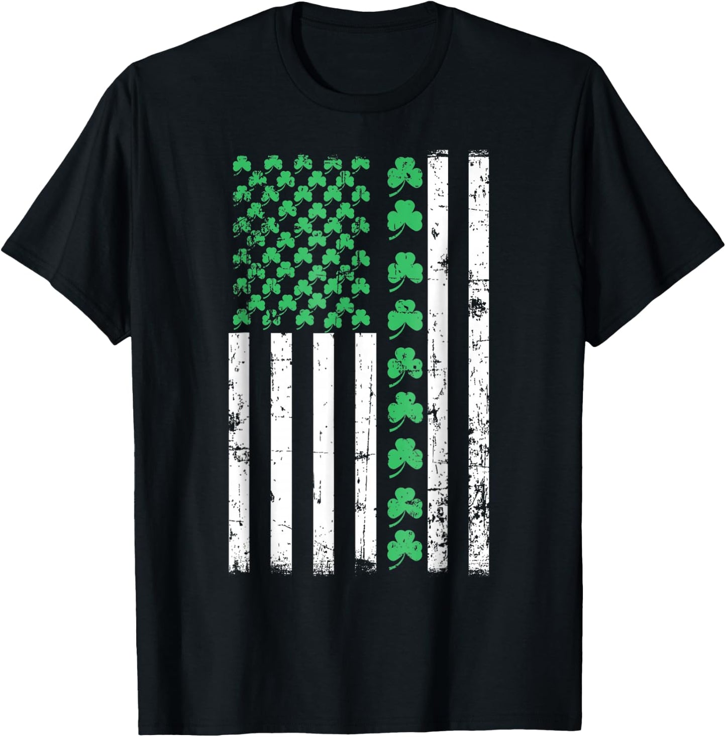 American Flag St Patricks Day T Irish Lucky T-Shirt - T-Shirt | Black