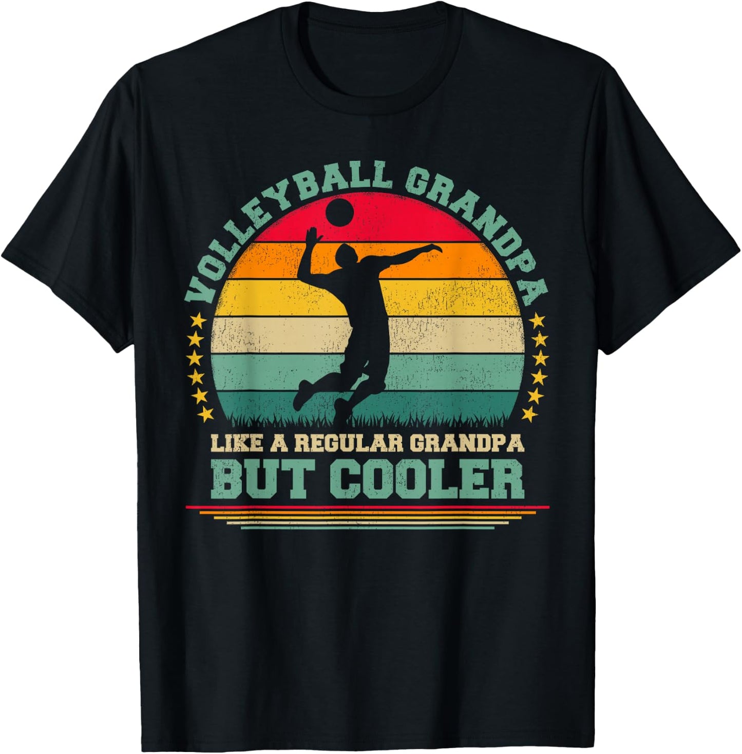 Funny Vintage Retro Volleyball Grandpa Father's Day T-Shirt - T-Shirt | Black