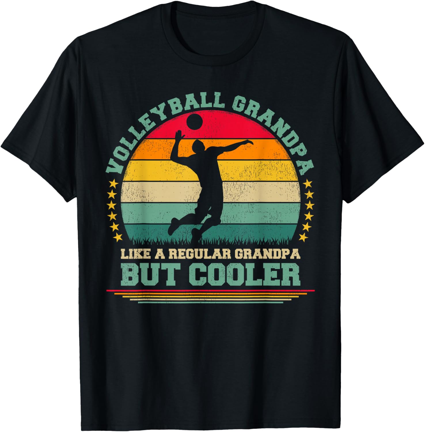 Funny Vintage Retro Volleyball Grandpa Father's Day T-Shirt - T-Shirt | Black