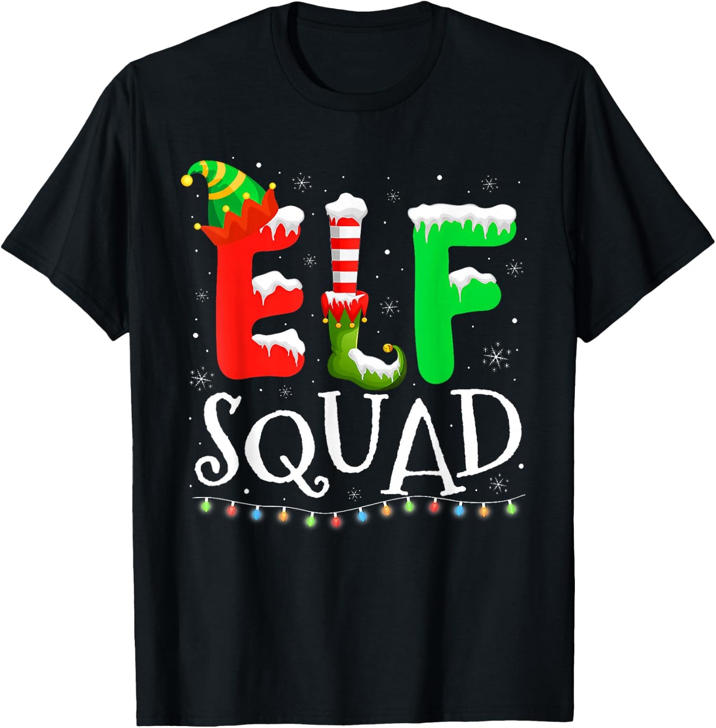 Elf Squad Funny Elf Family Christmas Matching Pajamas Xmas T-Shirt - T-Shirt | Black