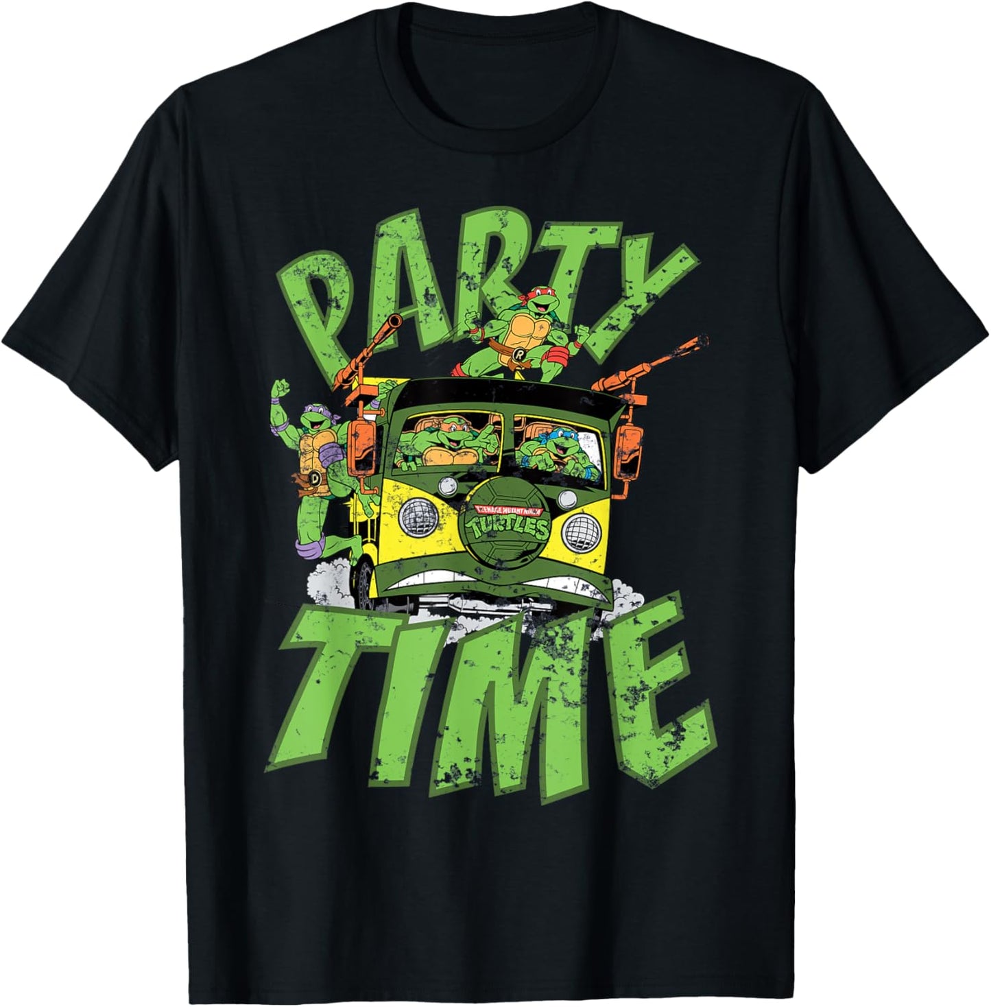 Teenage Mutant Ninja Turtles Gang Retro Party Wagon T-Shirt - T-Shirt | Black