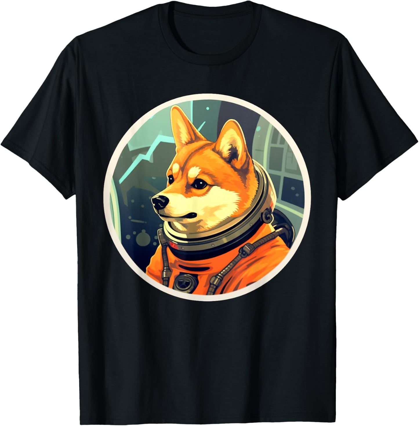 Astronaut Doge Shiba Inu Dog Wearing a Space Suit T-Shirt - T-Shirt | Black