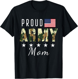 Proud Military Camouflage Proud Army Mom Mother Gift T-Shirt - T-Shirt | Black