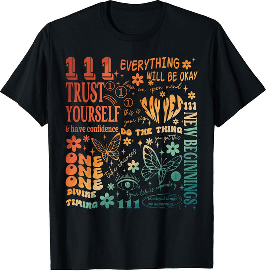 Numerology Personal Number New Beginnings 111 Angel Number T-Shirt - T-Shirt | Black