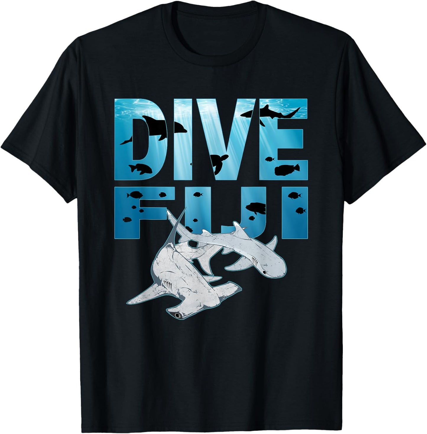 Hammerhead Shark and Whitetip Dive Fiji Hammerhead T-Shirt - T-Shirt | Black