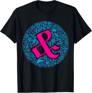 & Ampersand Floral Typography Art for Font Nerds T-Shirt - T-Shirt | Black