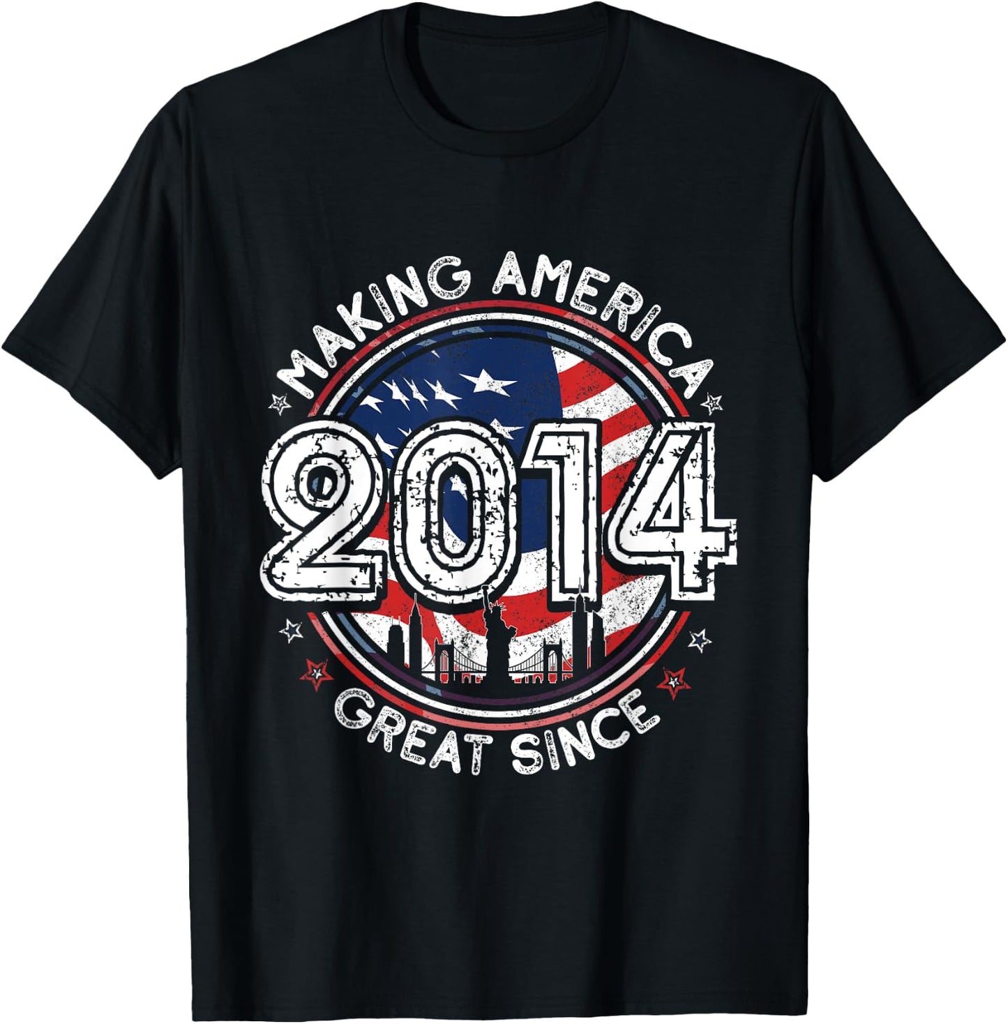 Making America Great Since 2014 American Flag Birthday T-Shirt - T-Shirt | Black