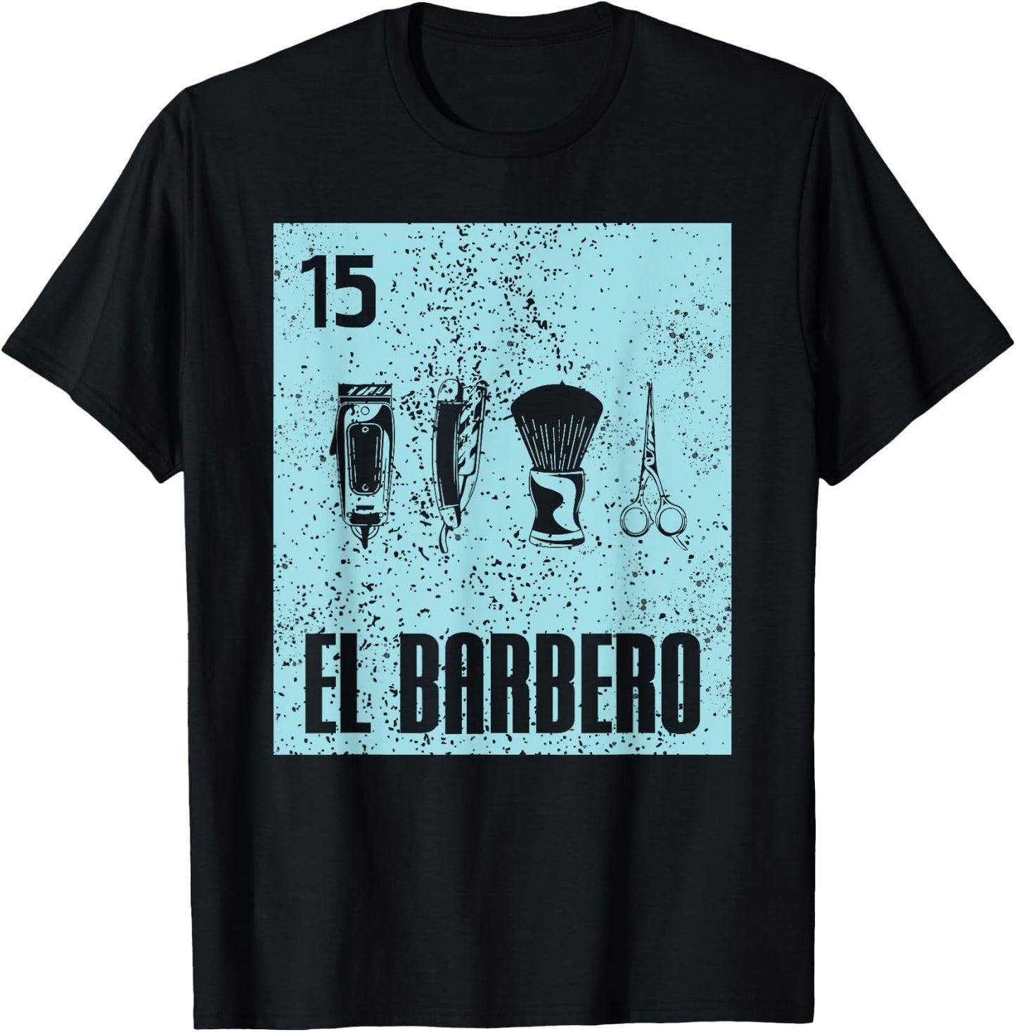 Cool Mexican El Barbero Hairdressers Distressed Barber Cards T-Shirt - T-Shirt | Black