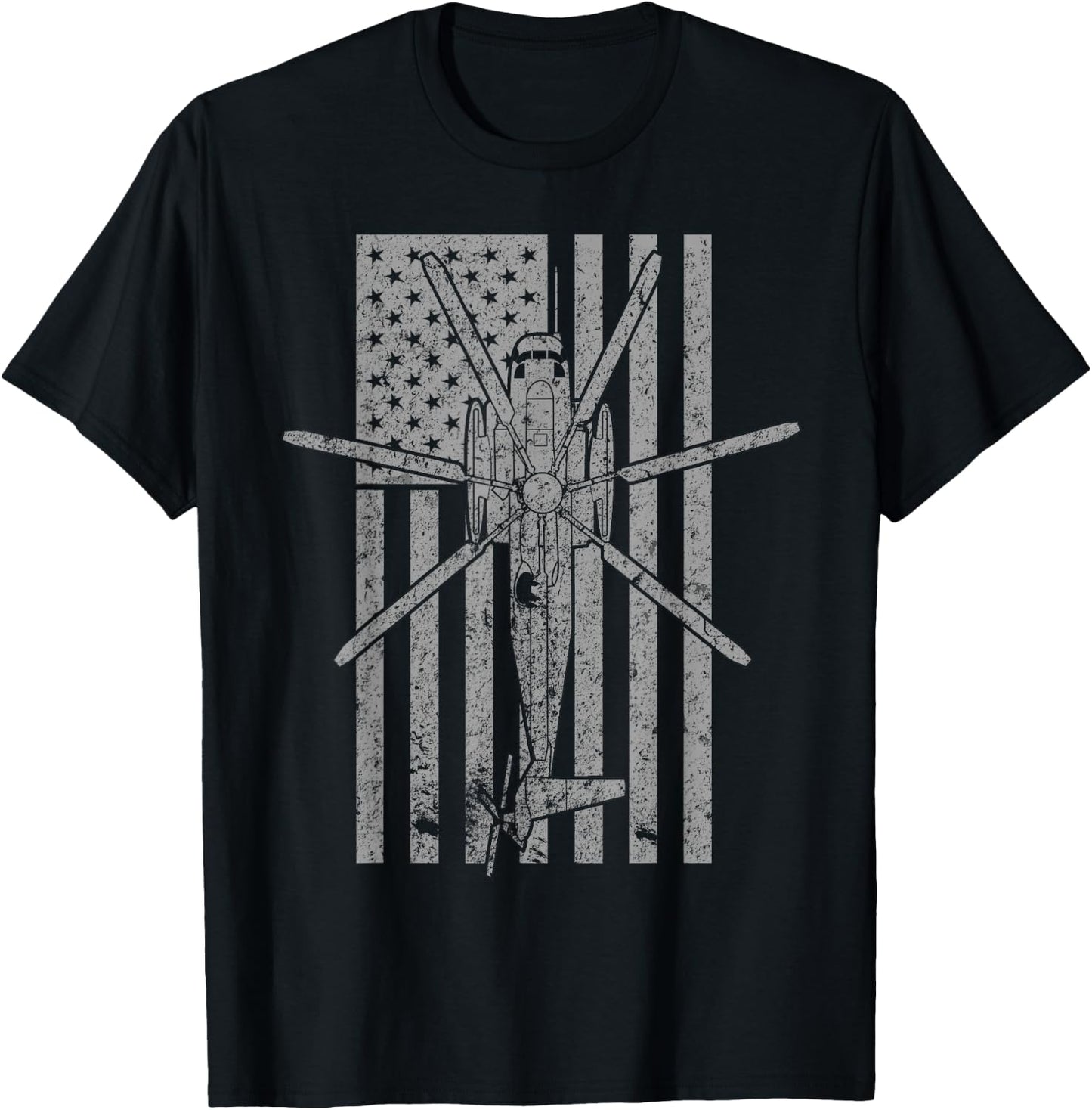 CH-53 Sea Stallion Military Helicopter Vintage Flag T-Shirt - T-Shirt | Black